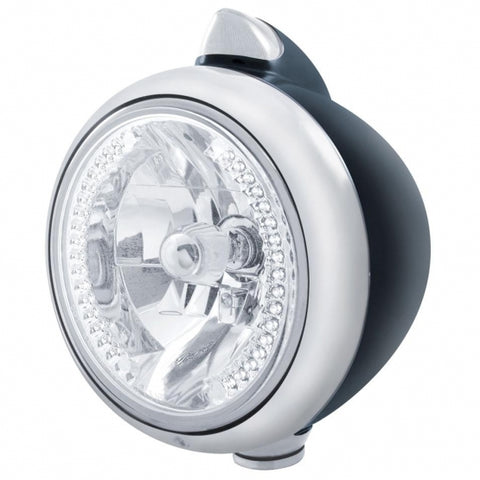 Black Guide 682-C Headlight H4 w/ White LED & Original Style LED Signal - Clear Lens