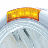 SS Classic Half-Moon Headlight H4 w/ LED Turn Signal - Amber LED/Amber Lens