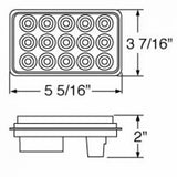 15 LED Rectangular Stop, Turn & Tail Light - Red LED/Clear Lens