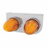 Stainless Light Bracket w/ Two 9 LED Dual Function "GLO" Watermelon Lights - Amber LED/Amber Lens