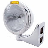 Stainless Steel Classic Headlight H6024 Bulb & LED Turn Signal - Amber Lens