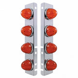 Peterbilt Stainless Front Air Cleaner Bracket w/ Eight 17 LED Watermelon Lights & Stainless Bezels- Amber LED/Dark Amber Lens