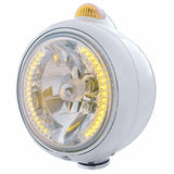 Stainless Steel Guide 682-C Headlight H4 w/ Amber LED & Dual Mode LED Signal-Amber Lens