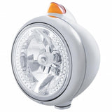 Stainless Steel Guide 682-C Headlight H4 w/ White LED & Original Style LED Signal - Amber Lens