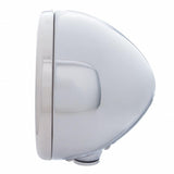 Chrome Classic Headlight No Bulb w/ LED Turn Signal - Amber LED/Clear Lens