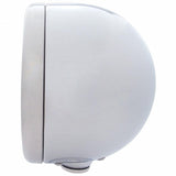 Stainless Steel Classic Half Moon Headlight H4 w/ White LED & Dual Mode LED Signal-Clear Lens