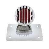 Motorcycle LED "Bobber" Style Horizontal Tail Light w/Chrome Grille Bezel-Red Lens