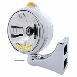 Chrome Guide 682-C Headlight H4 w/ 10 Amber LED & Dual Mode LED Signal - Amber Lens