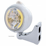Chrome Guide 682-C Headlight H4 w/ 34 Amber LED & LED Signal - Clear Lens