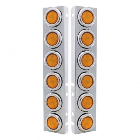 Peterbilt Front Air Cleaner Kit w/ Twelve 2" Incandescent Flat Lights & Bezel - Amber Lens