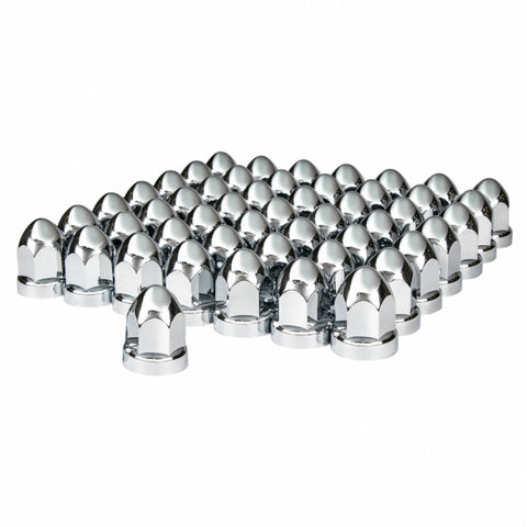 33mm x 2 3/4" Chrome Plastic Bullet Nut Cover - Push-On (60 Pack)