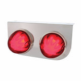 Stainless Light Bracket w/ Two 9 LED Dual Function "GLO" Watermelon Lights - Red LED/ Red Lens