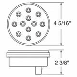 12 LED 4" Reflector Auxiliary/Utility Light - White LED/Clear Lens