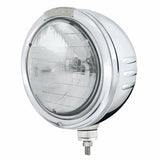 Stainless Steel Bullet Embossed Stripe Headlight H6024 & Dual Mode LED Signal - Clear Lens