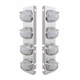 Peterbilt Stainless Front Air Cleaner Bracket w/ Eight 9 LED "GLO" Watermelon Lights & Visors - Amber LED/Clear Lens