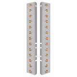 Peterbilt Stainless Front Air Cleaner Bracket w/ Twenty Six 3 LED Mini Lights & Stainless Bezels - Amber LED/Clear Lens