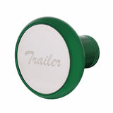 "Trailer" Deluxe Aluminum Screw-On Air Valve Knob w/Stainless Plaque - Emerald Green
