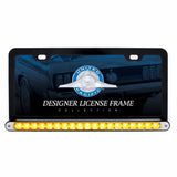 Black License Frame with 19 LED 12" Reflector Light Bar - Amber LED/Clear Lens