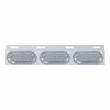 Stainless Top Mud Flap Plate w/ Three 19 LED 6" Oval Lights & Visors - Red LED/Clear Lens