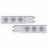 3 3/4" Bolt Pattern Stainless Spring Loaded Light Bar w/ Six 36 LED 4" Lights & Visors - Red LED/Clear Lens