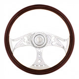 18" Lady Steering Wheel With Chrome Horn Bezel And Horn Button - Woodgrain