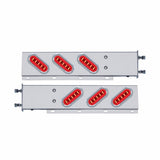 3 3/4" Bolt Pattern Stainless Spring Loaded Light Bar w/ 6 Oval LED "GLO" Light & Visor - Red LED/Clear Lens