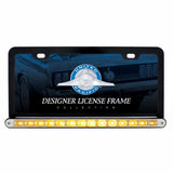 Black License Frame with 14 LED 12" Light Bar - Amber LED/Clear Lens