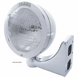 Stainless Steel Bullet Classic Headlight 6014 Bulb & LED Turn Signal - Clear Lens
