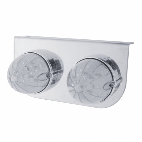 Stainless Light Bracket w/ Two 19 LED Bullet Style Grakon 1000 Lights - Amber LED/Clear Lens