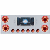Stainless Rear Center Panel w/ 23 LED 4" & 9 LED 2" Mirage Light & Grommet - Red LED/Clear Lens