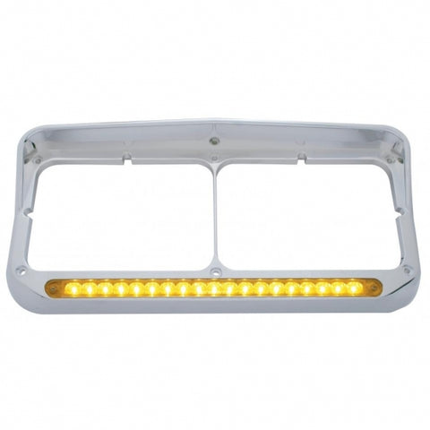 19 LED Dual Headlight Bezel w/ Visor - Amber LED/Amber Lens