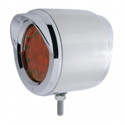 Stainless 4" Double Face Light w/ 10 LED 4" Lights & Visors - Amber & Red LED/Amber & Red Lens