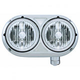 Stainless Peterbilt 359 Style Dual Headlight w/ Crystal Halogen Bulb