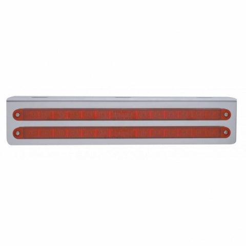12 3/4" Stainless Light Bracket w/ Two 14 LED 12" Light Bars - Red LED/Red Lens