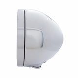 Stainless Steel Bullet Classic Headlight No Bulb w/ LED Turn Signal - Amber Lens