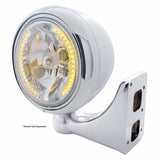 Stainless Steel Guide 682-C Style Headlight H4 Bulb w/34 Amber LED