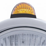 Black Guide 682-C Headlight H4 w/ White LED & Dual Mode LED Signal - Amber Lens
