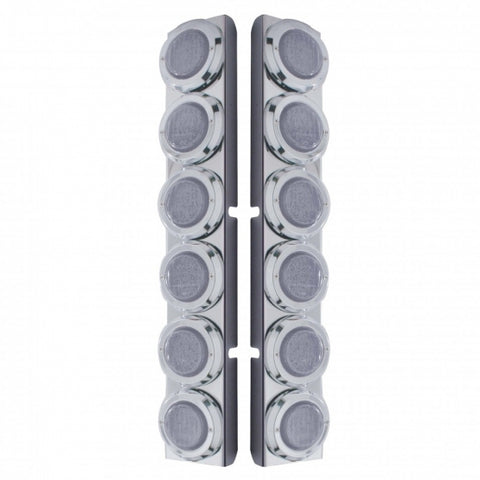 Peterbilt Rear Air Cleaner Bracket w/ 12 Flat LED Lights & Bezel - Red LED/Clear Lens