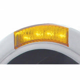Stainless Steel Bullet Half Moon Headlight No Bulb w/ LED Turn Signal - Amber Lens