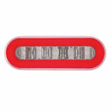 Stainless Top Mud Flap Bracket w/ Three 22 LED 6" Oval GLO Lights & Visors - Red LED/Clear Lens