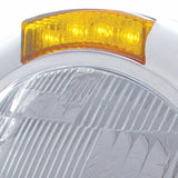 Stainless Steel Classic Headlight H6024 Bulb & LED Turn Signal - Amber Lens