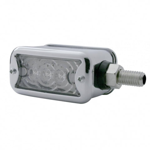 3 LED Straight Mount Double Face Light w/ Bezel - Amber & Red LED/Clear Lens