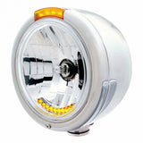 SS Classic Half-Moon Headlight H4 w/ LED Turn Signal - Amber LED/Amber Lens