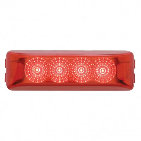 4 LED Reflector Rectangular Clearance/Marker Light - Red LED/Red Lens