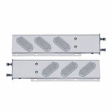 3 3/4" Bolt Pattern Stainless Spring Loaded Light Bar w/ 6 Oval 19 LED Lights & Bezel - Red LED/Clear Lens