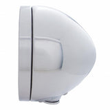 Stainless Steel Bullet Classic Headlight H4 w/ 10 Amber LED & Dual Mode LED Signal - Clear Lens