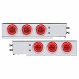 2" Bolt Pattern Stainless Spring Loaded Light Bar w/ Six 21 LED 4" "GLO" Lights & Visors - Red LED/Red Lens
