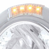 Stainless Steel Bullet Half Moon Headlight H4 w/ White LED & Signal - Clear Lens