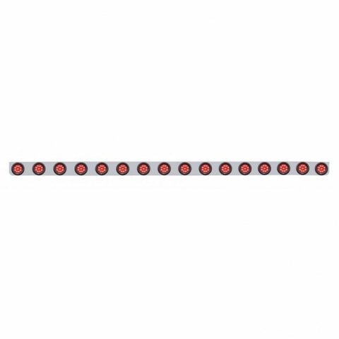 79 1/2" Stainless Bumper Light Bracket w/ Sixteen 9 LED 2" Light & Grommets - Red LED/Red Lens