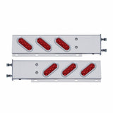 3 3/4" Bolt Pattern Stainless Spring Loaded Light Bar w/ 6 Oval 10 LED Lights & Bezel - Red LED/Red Lens